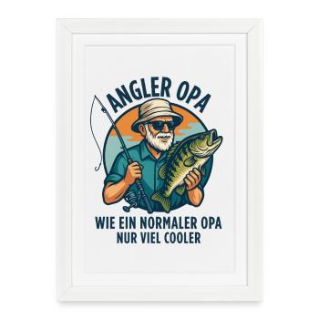 Angler Grandpa - Funny Angler Grandpa Design - Affiche encadrée (27 × 37 cm) - blanc - Devant