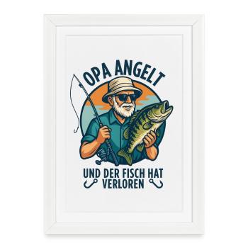 Angler Grandpa - Funny Angler Grandpa Design - Affiche encadrée (27 × 37 cm) - blanc - Devant