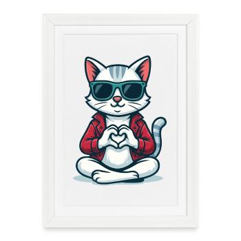 Heartbeat Kitty - Framed poster (27 × 37 cm) - white - Front