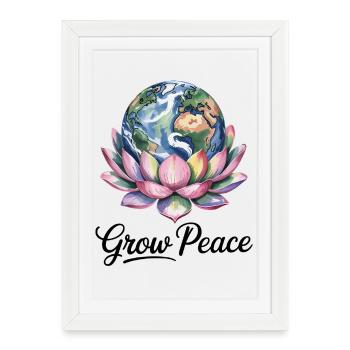 Grow Peace Earth Lotus Chemise - Affiche encadrée (27 × 37 cm) - blanc - Devant