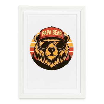 Papa ours - Père ours cool avec des lunettes de soleil - Affiche encadrée (27 × 37 cm) - blanc - Devant