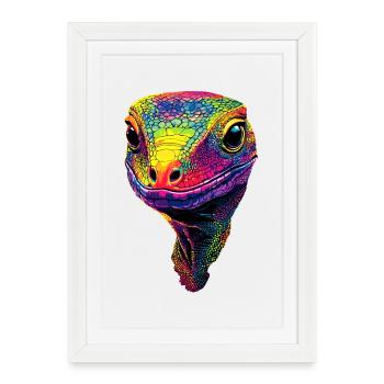 Monitor lizard, reptile, Komodo dragon, banded monitor lizard, lizard - Framed poster (27 × 37 cm) - white - Front