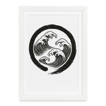 Vagues Zen Enso Symbole De Cercle - Affiche encadrée (27 × 37 cm) - blanc - Devant