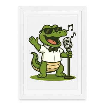 Karaoke Gator - Framed poster (27 × 37 cm) - white - Front