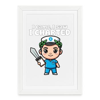 I CAME, I SAW, I CHARTED - NURSE GIFT - Framed poster (27 × 37 cm) - white - Front