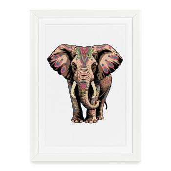 Elephant Proboscis Africa Safari Wilderness Elephant - Framed poster (27 × 37 cm) - white - Front