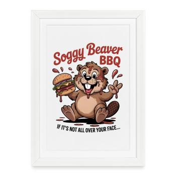 BBQ de castor détrempé - Affiche encadrée (27 × 37 cm) - blanc - Devant
