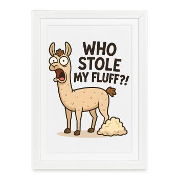 Humorous llama with fluff - Framed poster (27 × 37 cm) - white - Front