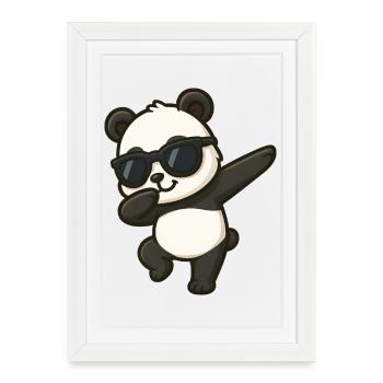 Cool Panda Lunettes de soleil Dancing Dab Dessin animé Enfants - Affiche encadrée (27 × 37 cm) - blanc - Devant