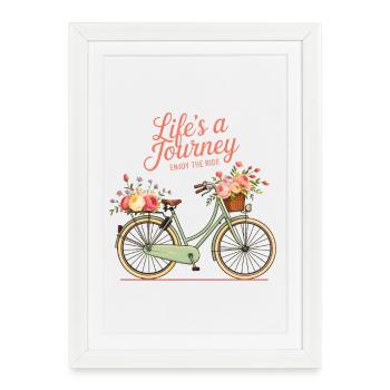 Bike Life’s A Journey Motivation Citation d’inspiration - Affiche encadrée (27 × 37 cm) - blanc - Devant