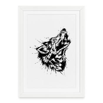 Wolf - Framed poster (27 × 37 cm) - white - Front