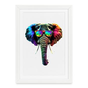 Trompe d’éléphant Afrique Safari Wilderness Éléphant - Affiche encadrée (27 × 37 cm) - blanc - Devant