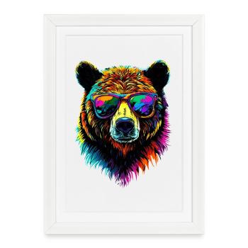 Ours brun, Grizzly, Frères d’ours, Forêt, Ours sauvages - Affiche encadrée (27 × 37 cm) - blanc - Devant