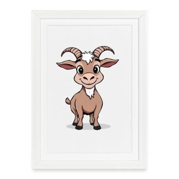 Charming goat motif for children's clothing - Framed poster (27 × 37 cm) - white - Front