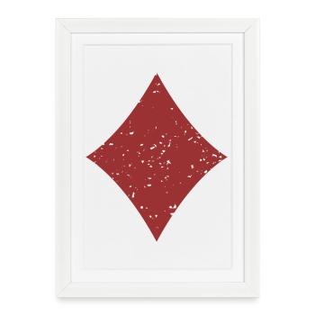 Carte Costume Diamants Symbole Grunge Texture - Affiche encadrée (27 × 37 cm) - blanc - Devant