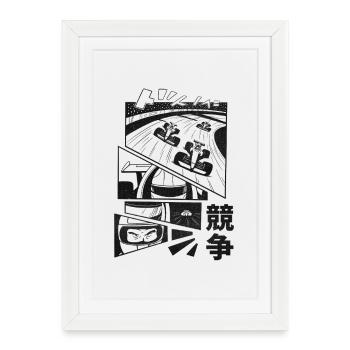 Racing driver behind the wheel of an F1 car - Framed poster (27 × 37 cm) - white - Front