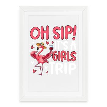 Flamingo Girls Trip Design - Framed poster (27 × 37 cm) - white - Front