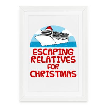 Échapper à des parents pour Noël Bateau de croisière drôle - Affiche encadrée (27 × 37 cm) - blanc - Devant