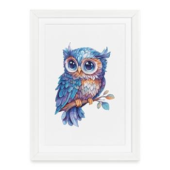 Hibou - Affiche encadrée (27 × 37 cm) - blanc - Devant