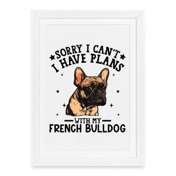 Expressive French Bulldog Illustration - Framed poster (27 × 37 cm) - white - Front