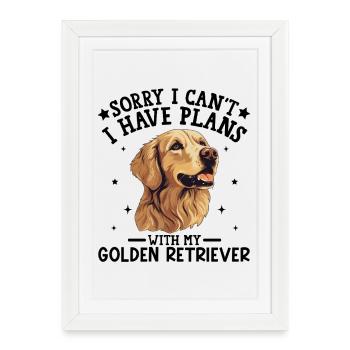 Golden Retriever Joy Illustration - Framed poster (27 × 37 cm) - white - Front