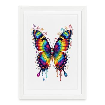 Butterfly Wings Colorful Butterfly Butterflies - Framed poster (27 × 37 cm) - white - Front