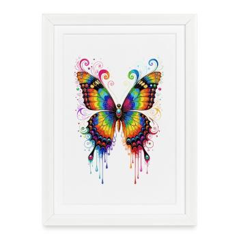 Butterfly Wings Colorful Butterfly Butterflies - Framed poster (27 × 37 cm) - white - Front
