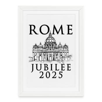 Rome 2025 Jubilee and St. Peter's Vatican v2 - Framed poster (27 × 37 cm) - white - Front