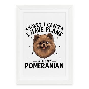Adorable illustration de visage de Poméranie - Affiche encadrée (27 × 37 cm) - blanc - Devant