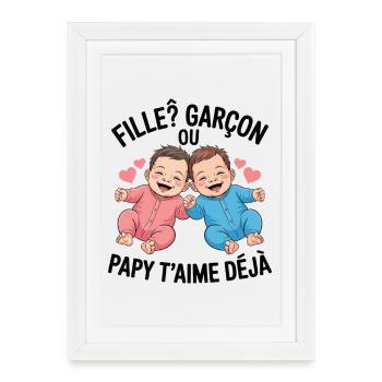 Gender Reveal Grandpa Party Baby Gender Reveal - Framed poster (27 × 37 cm) - white - Front