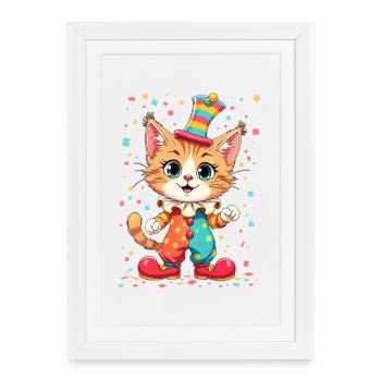 Cheerful Clown Kitten Instant Print - Framed poster (27 × 37 cm) - white - Front