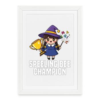 SPEELING BEE CHAMPION - SORCIÈRE HALLOWEEN - Affiche encadrée (27 × 37 cm) - blanc - Devant