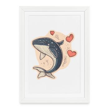 baleine - Affiche encadrée (27 × 37 cm) - blanc - Devant