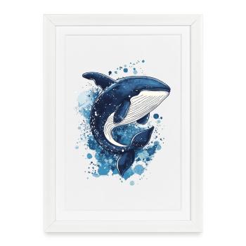baleine - Affiche encadrée (27 × 37 cm) - blanc - Devant