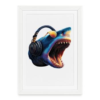 requin requin tigre requin plongeur requins mignons grand requin blanc - Affiche encadrée (27 × 37 cm) - blanc - Devant