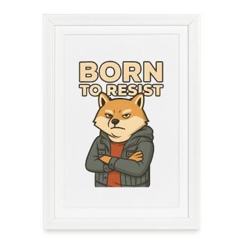 Shiba Inu charm rebellious style - Framed poster (27 × 37 cm) - white - Front