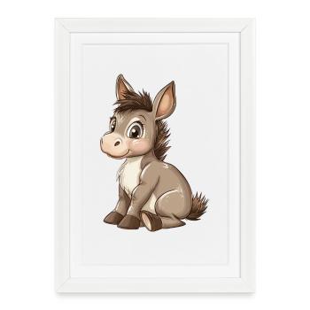 âne - Affiche encadrée (27 × 37 cm) - blanc - Devant