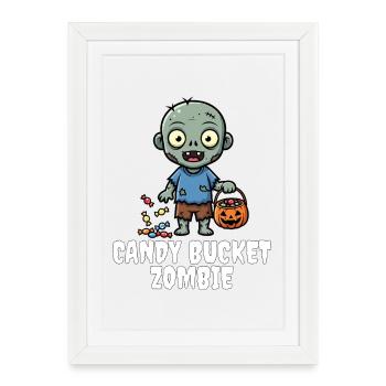 CANDY BUCKET ZOMBIE - ZOMBIE HALLOWEEN - Framed poster (27 × 37 cm) - white - Front