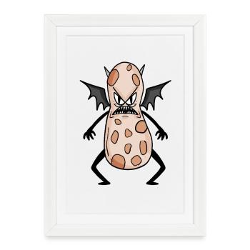 Grim Peanut Monster with Wings - Framed poster (27 × 37 cm) - white - Front