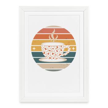 Retro Coffee Cup Coffee - Framed poster (27 × 37 cm) - white - Front