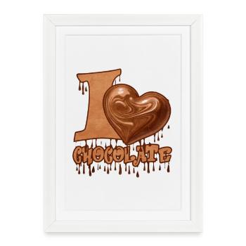 Cœur en chocolat avec effet mélanine - Affiche encadrée (27 × 37 cm) - blanc - Devant