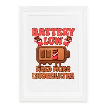 Pile au chocolat avec humour - Affiche encadrée (27 × 37 cm) - blanc - Devant