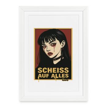 Emo Gothic Girl with Statement - Framed poster (27 × 37 cm) - white - Front