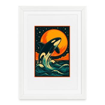 Sunset Orca, Love Ocean Animals  - Framed poster (27 × 37 cm) - white - Front