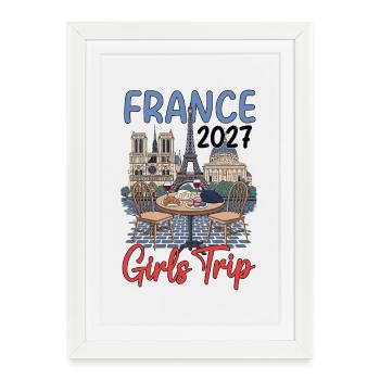 Voyage entre filles en France 2027 - Affiche encadrée (27 × 37 cm) - blanc - Devant