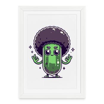Concombre à l’afro - Affiche encadrée (27 × 37 cm) - blanc - Devant
