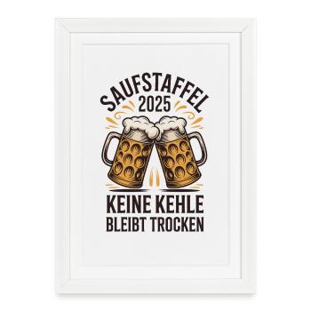 Incitation à la consommation d’alcool 2025 Aucune gorge ne reste sèche - Affiche encadrée (27 × 37 cm) - blanc - Devant