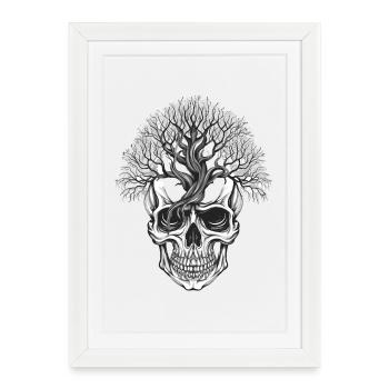 Crâne d’arbre de la forêt Art Design - Affiche encadrée (27 × 37 cm) - blanc - Devant