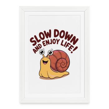 Escargot fantaisiste avec message inspirant - Affiche encadrée (27 × 37 cm) - blanc - Devant