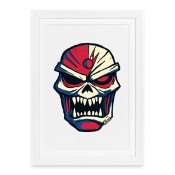 Düsterer Totenkopf im Comic Stil - Gerahmtes Poster (27 × 37 cm) - Weiß - Vorne